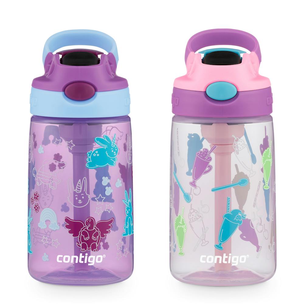 Contigo® Kids Water Bottle with Redesigned AUTOSPOUT® Straw, 14 oz, 2 pack ·A